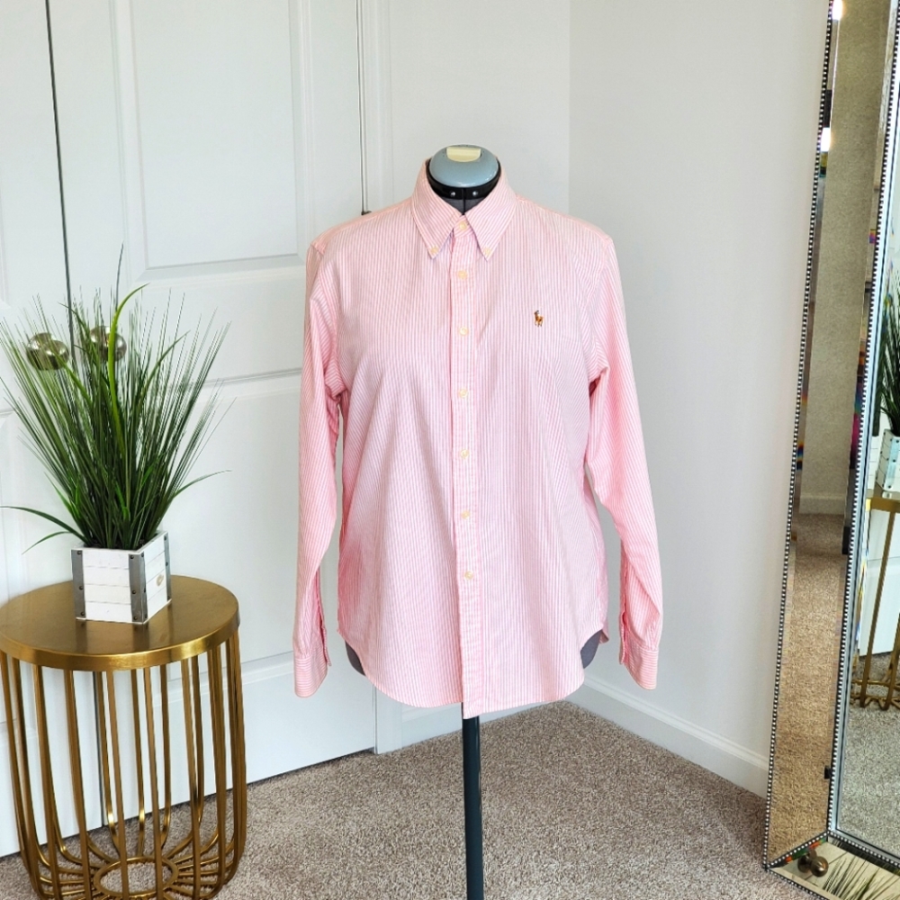 Polo Ralph Lauren Classic Fit Oxford Shirt 16 Pink/White